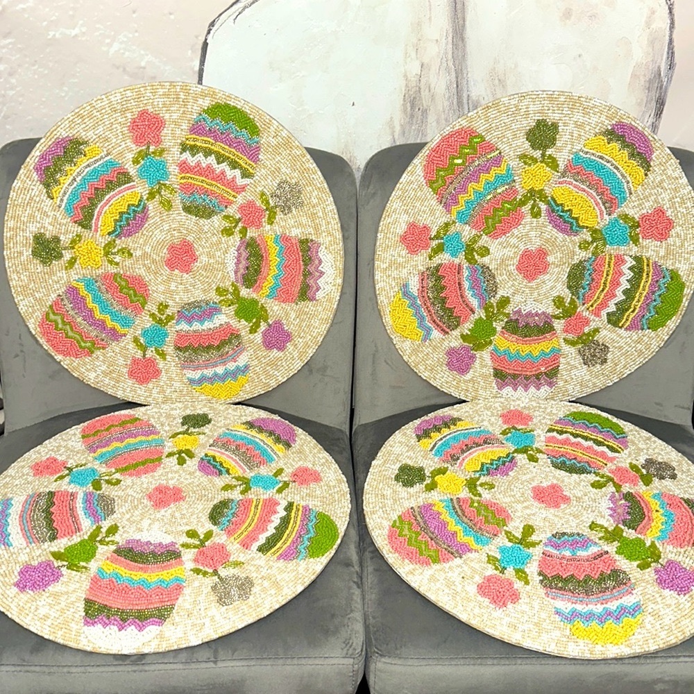 Easter eggs beaded placemats set of 4